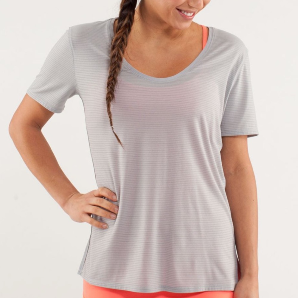 Lululemon Not So Basic Scoop Neck Striped Tee 10